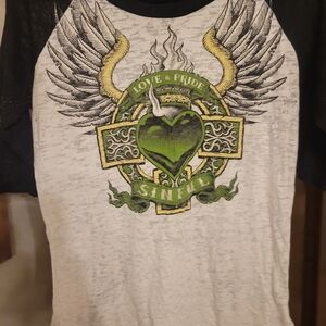 Sinful Long Sleeve Tee - Black, White, and Green